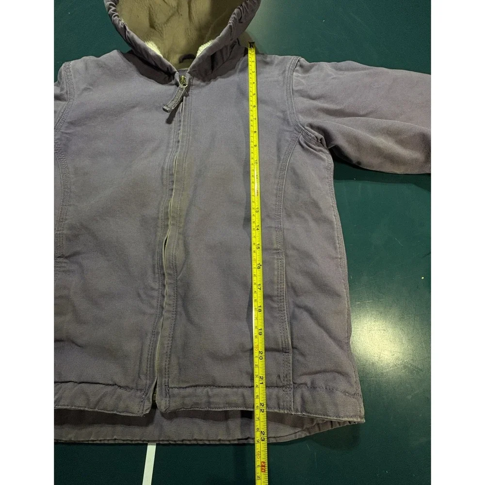 Blue Mountain Lined Full Zip Hooded Workwear Canvas Purple Sherpa Kids Medium‎